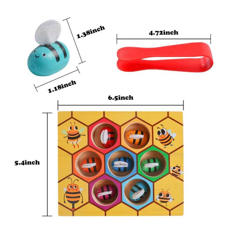 Wooden matching game featuring bees and a beehive, for young children