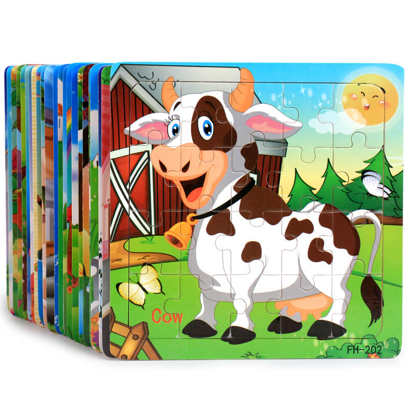 Educational wooden animal jigsaw puzzle, durable basswood, perfect for young children