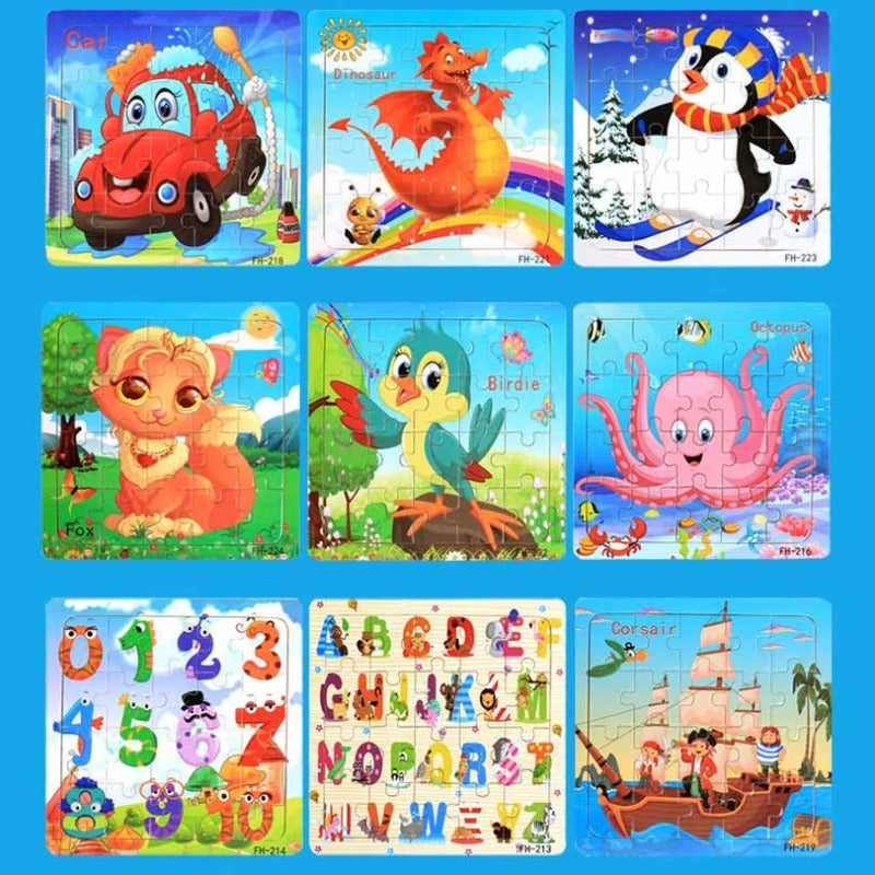 Colorful kids wooden animal puzzle, promotes learning and problem-solving in toddlers