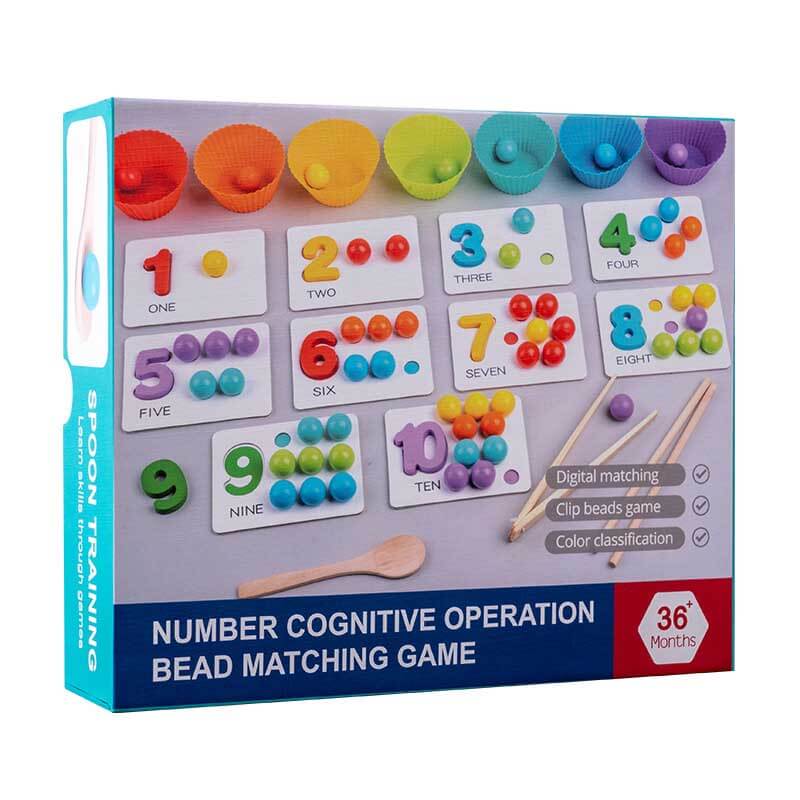 Early learning wooden toy: clip bead arithmetic game promotes math skills & hand-eye coordination