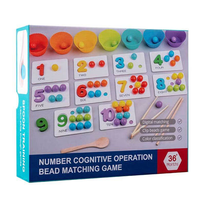 Early learning wooden toy: clip bead arithmetic game promotes math skills & hand-eye coordination