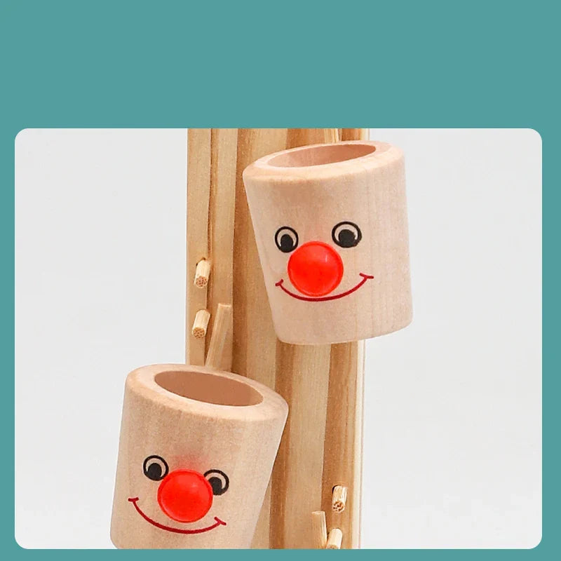 Educational wooden clown ball track game toy, perfect for toddlers to develop motor skills and play
