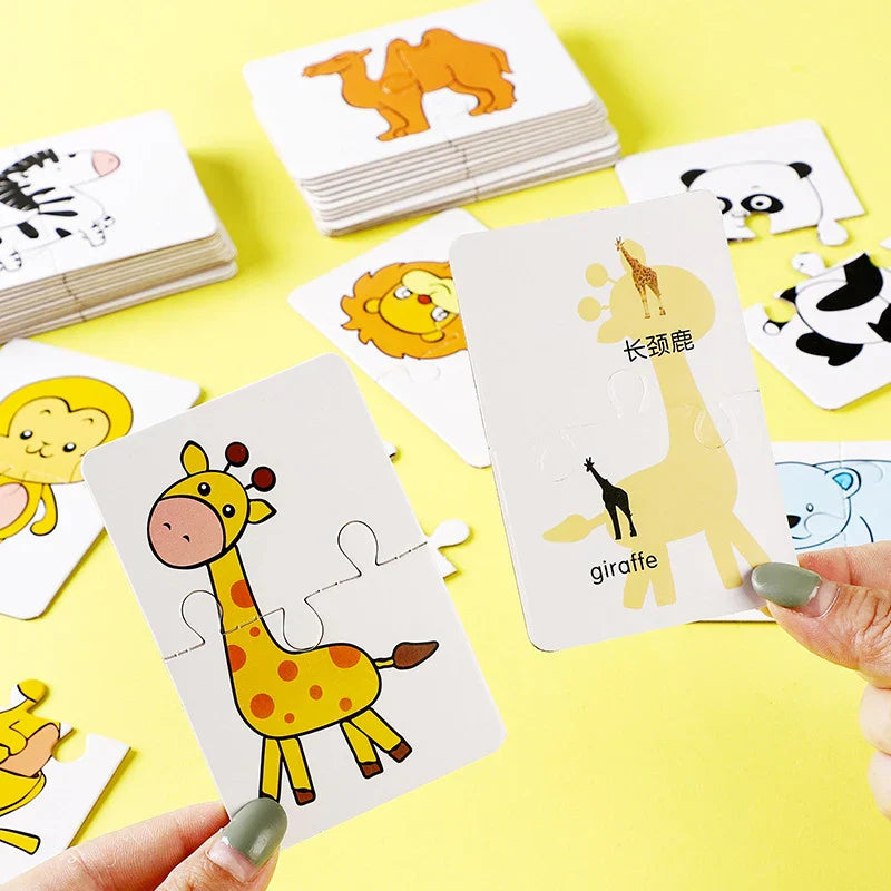 Educational wooden puzzle with various animal figures for children's learning playtime