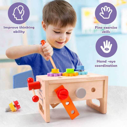 Top-down view of all pieces in the Kids' Educational Construction Tool Play Set