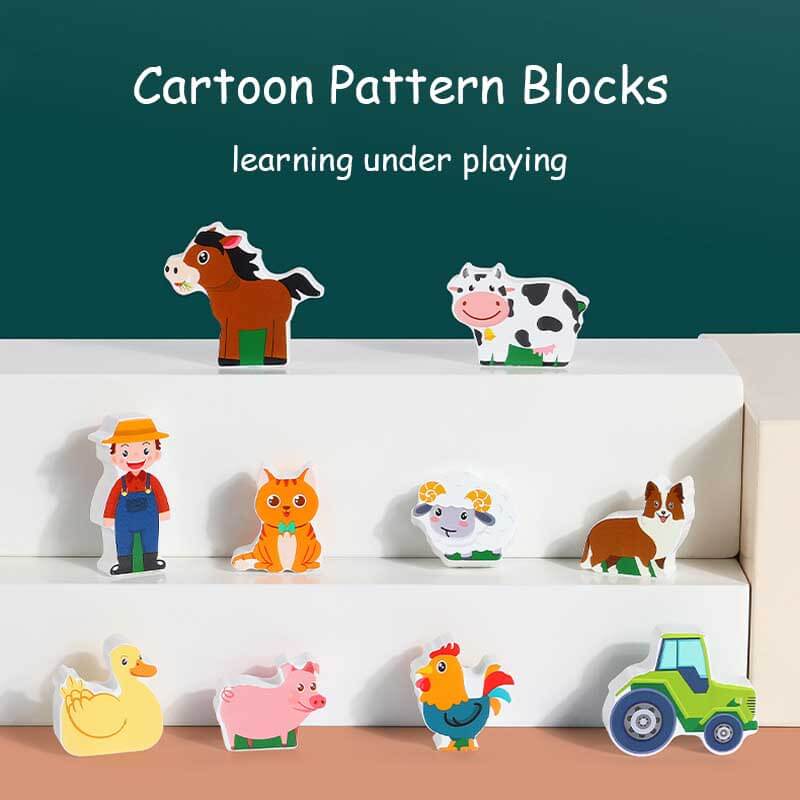 Wooden farm sorting barn with various colorful farm animals, engaging activity toy for preschoolers