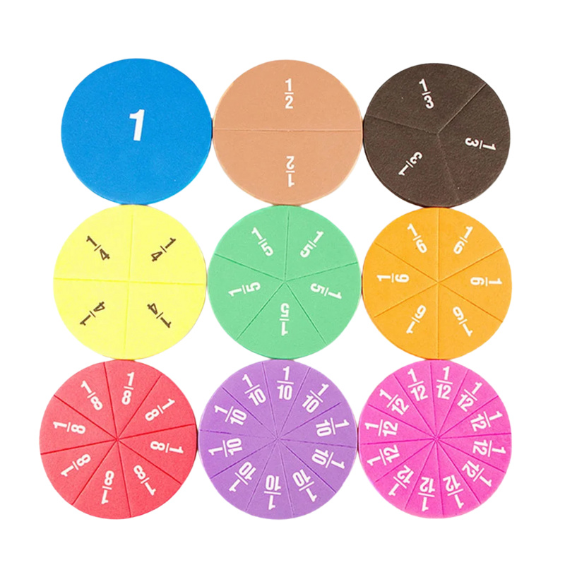 Montessori fraction circles and base, kids' math toy for early learning & cognitive development