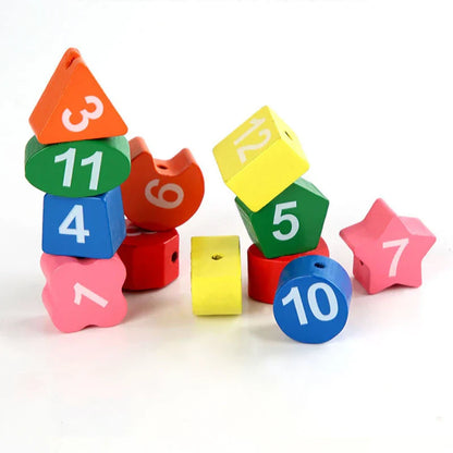 Colorful wooden learning clock with shape sorters, promoting cognitive development and color recognition