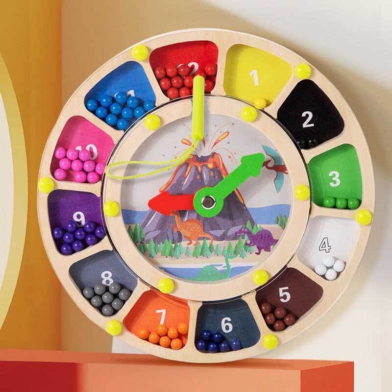 Vibrant kids wooden educational toy: magnetic color clock maze, ideal for developing preschool skills