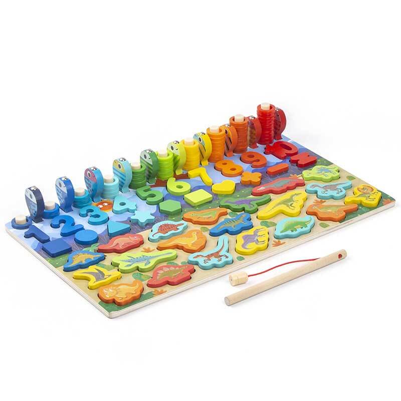 Magnetic number and alphabet fishing game, high-quality wooden educational toy for young children