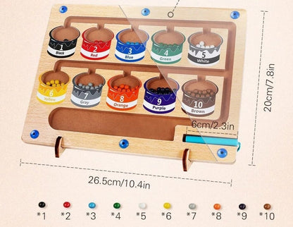 Preschool learning toy: magnetic maze puzzle for number recognition, hand-eye coordination & counting