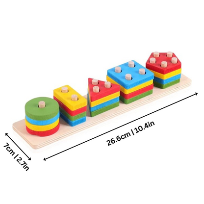 Educational wooden shape sorter toy for kids, Montessori preschool puzzle for learning