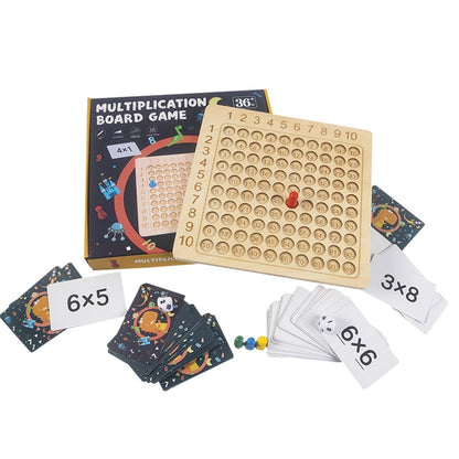 Kids wooden multiplication math game with colorful blocks for learning skip counting and times tables