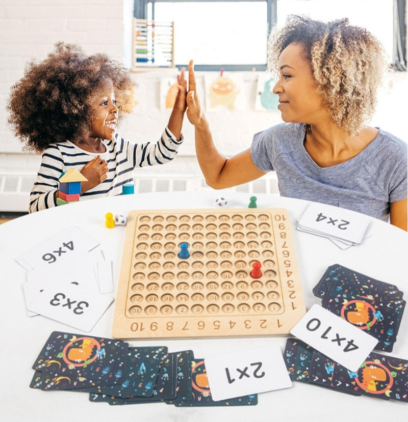 Multiplication learning toy: a durable wooden math game designed for children to practice and master times tables