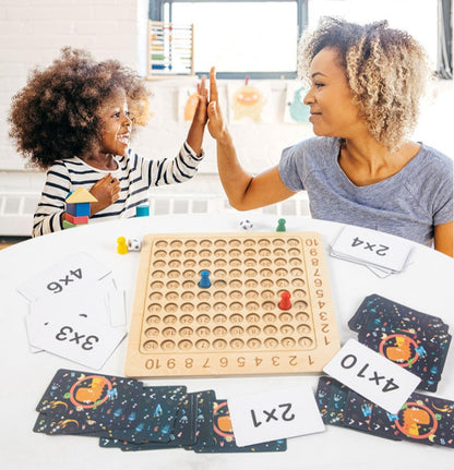 Multiplication learning toy: a durable wooden math game designed for children to practice and master times tables