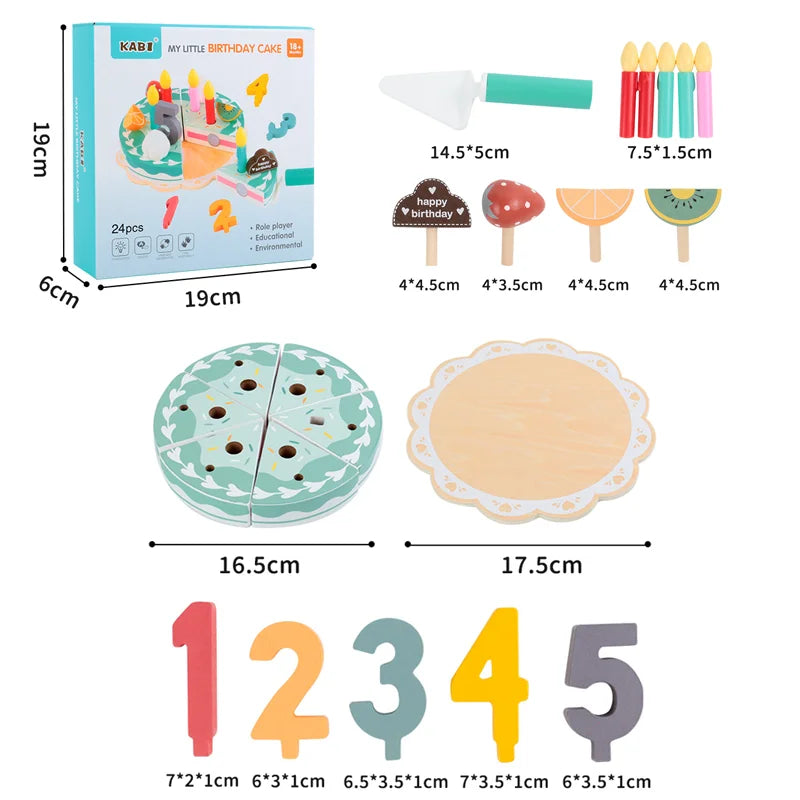 Children's wooden cake toy set, stimulating creative play and motor skills development