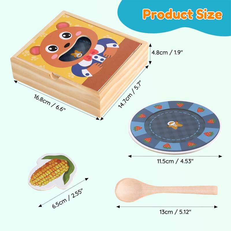 Gift set with wooden pretend play educational feeding toy, perfect for toddlers and preschoolers