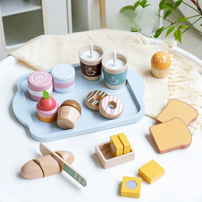 Wooden toy food for kids pretend play, perfect for kitchen set & imaginative learning
