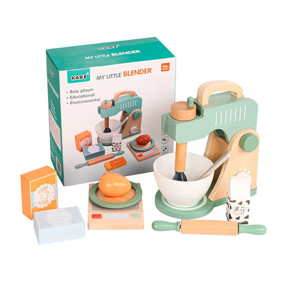 Kids wooden pretend play kitchen set with oven, stove, and sink, promoting imagination and motor skills