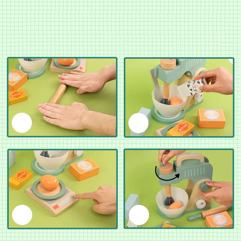 Wooden pretend play kitchen set, a durable and safe toy for kids' imaginative play and learning