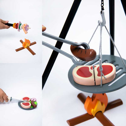 Wooden pretend play picnic set toy with durable, child-safe pieces for educational fun