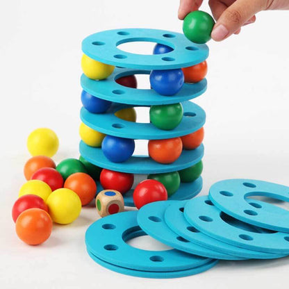 Toddler stacking rainbow wooden balls toy for developing fine motor skills