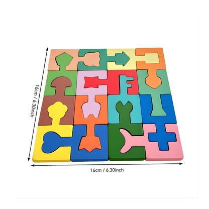 Toddler playing with Montessori wooden shape sorter puzzle, developing fine motor skills