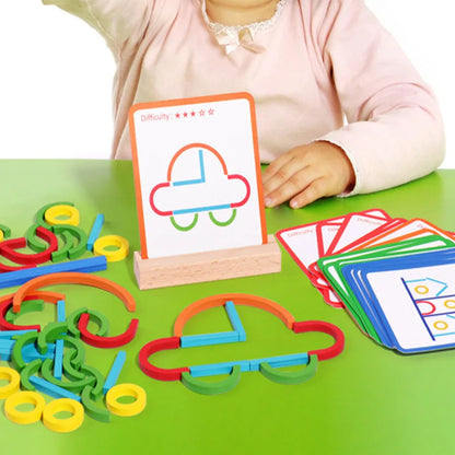 Close-up of a child engaging with a wooden shape sorting puzzle, an educational & fun toddler toy