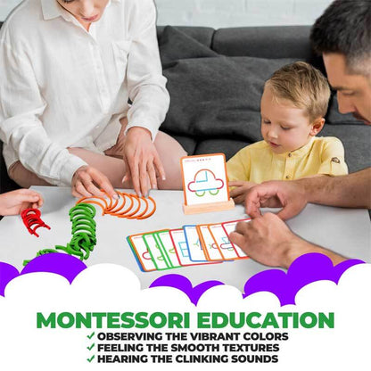 STEM wooden toys with rings and sticks for creative building and exploration