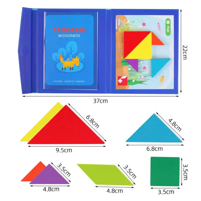 Educational tangram puzzle, teaching geometry and creative thinking to toddlers