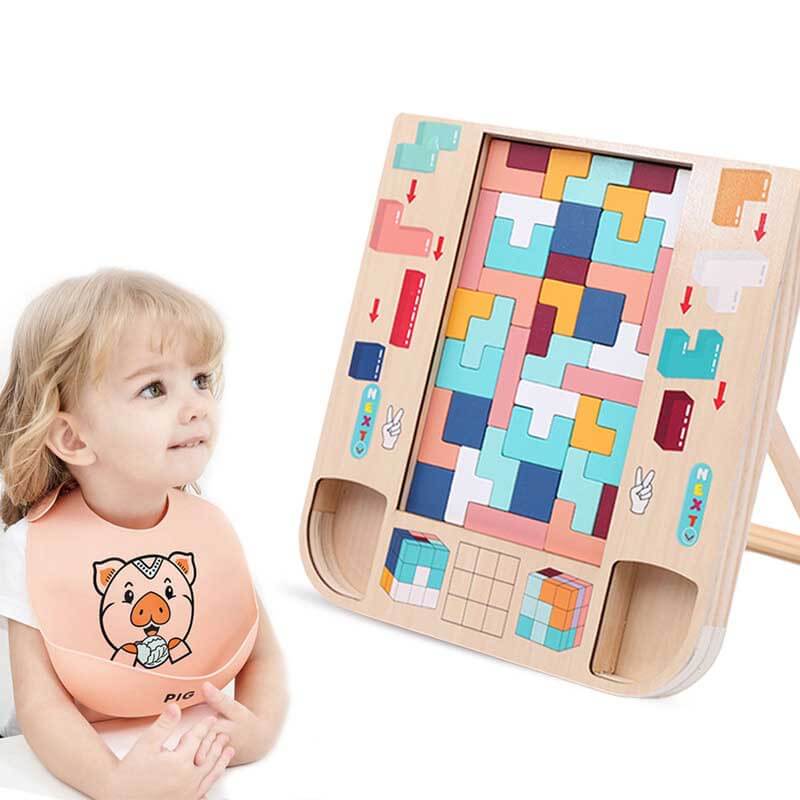 Kids wooden tangram puzzle, educational brain game for logical development, STEM toy for children