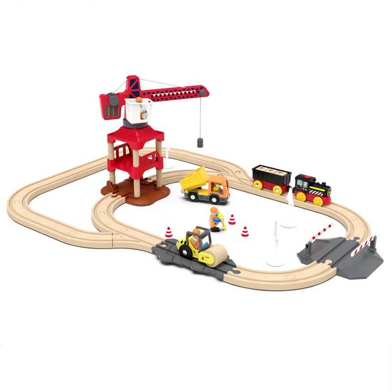 Gift-ready kids' wooden train set, battery engine included, for birthdays & holiday fun