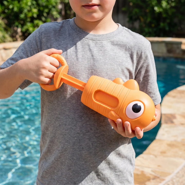 Set of colorful animal water squirters for toddlers; perfect bath, pool & beach toys.