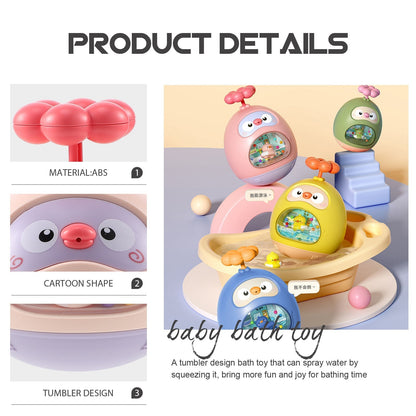 Kids' bath toy: a cute yellow duck sprinkler, perfect for splashing fun during toddler bathing.