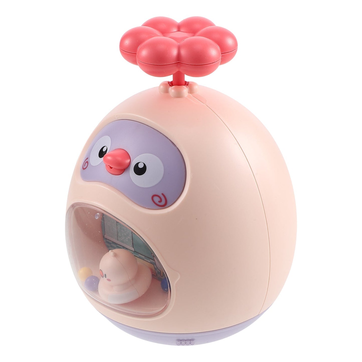 Safe plastic duck bath sprinkler, a delightful toddler toy for enriching kids' bathing fun.
