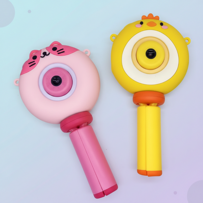 Front view of red KidSnap kids camera with a big lens, ideal for young photographers