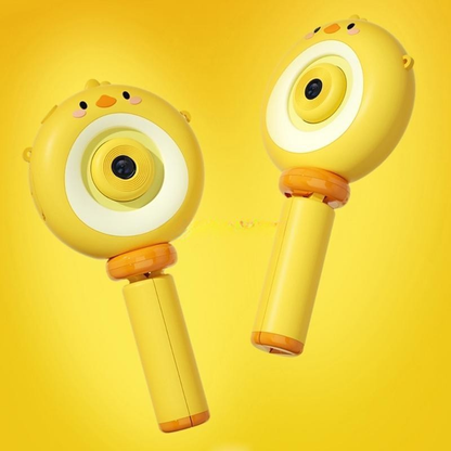 KidSnap digital camera for kids, orange, with a lanyard for easy carrying during play