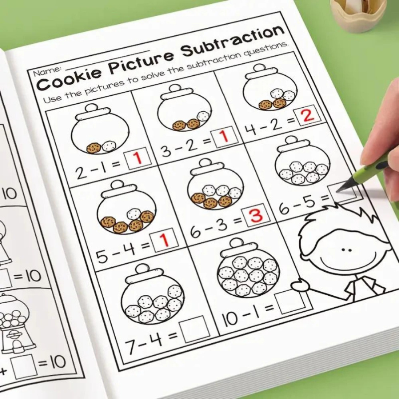 Kindergarten math workbook for ages 3-5+, early learning addition subtraction activities, preschool education