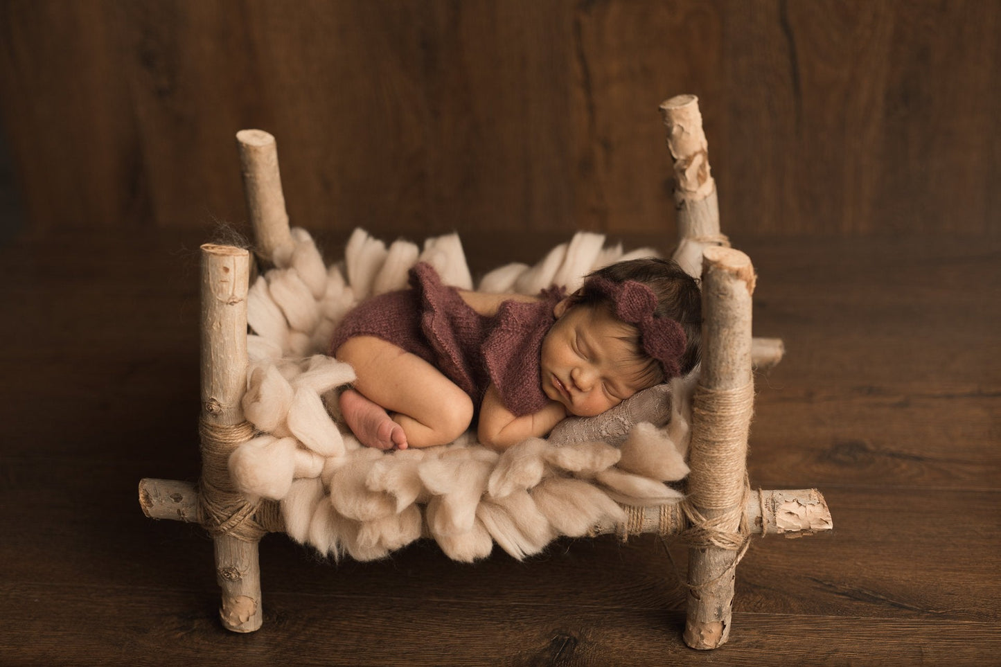 Pink knitted baby blanket, a sweet newborn photography prop background for baby girl photos