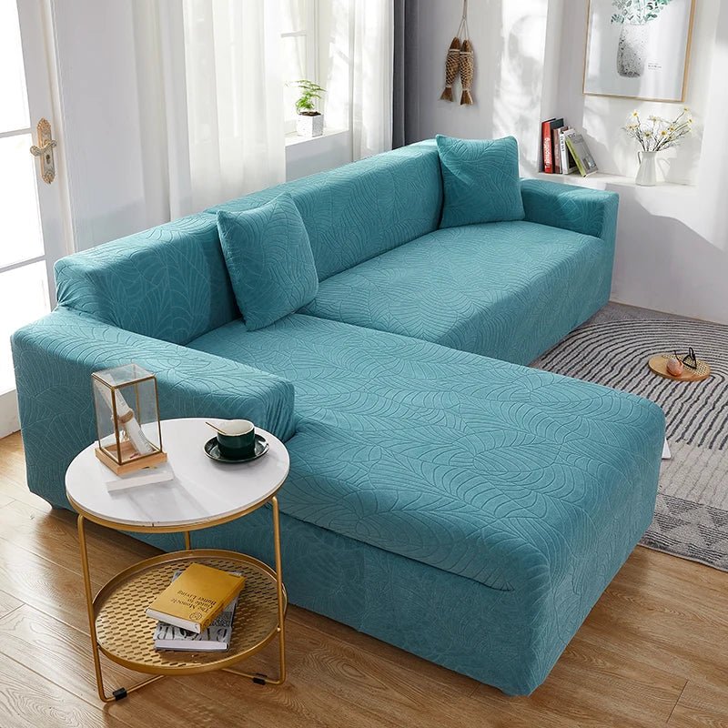 L-shape polyester sofa slipcover, protecting sectional furniture and refreshing living room decor.