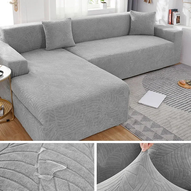 Pet-friendly L-shape polyester slipcover, offering robust furniture protection for sectionals.