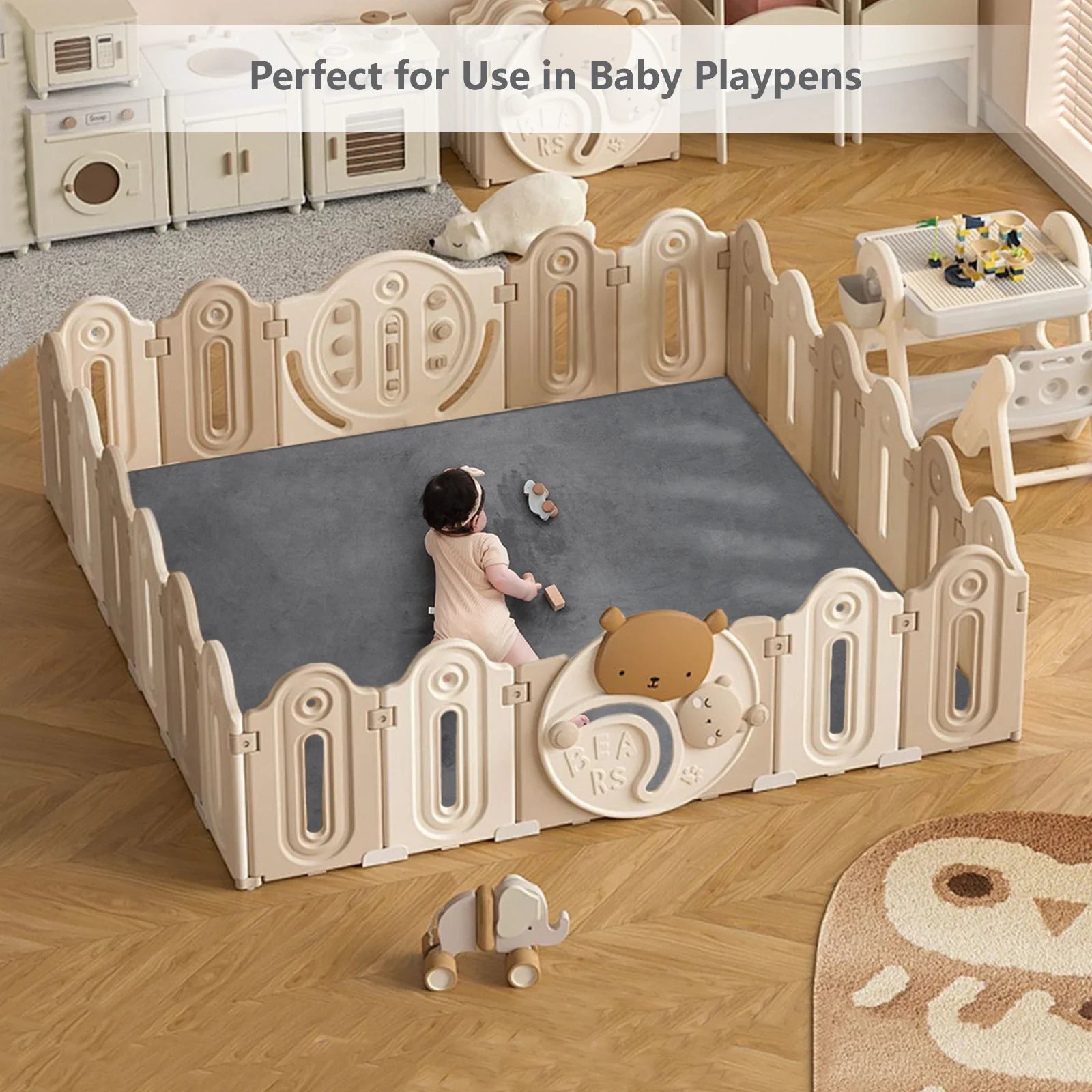 Thick memory foam crawling mat for babies, providing a safe and comfy play surface.