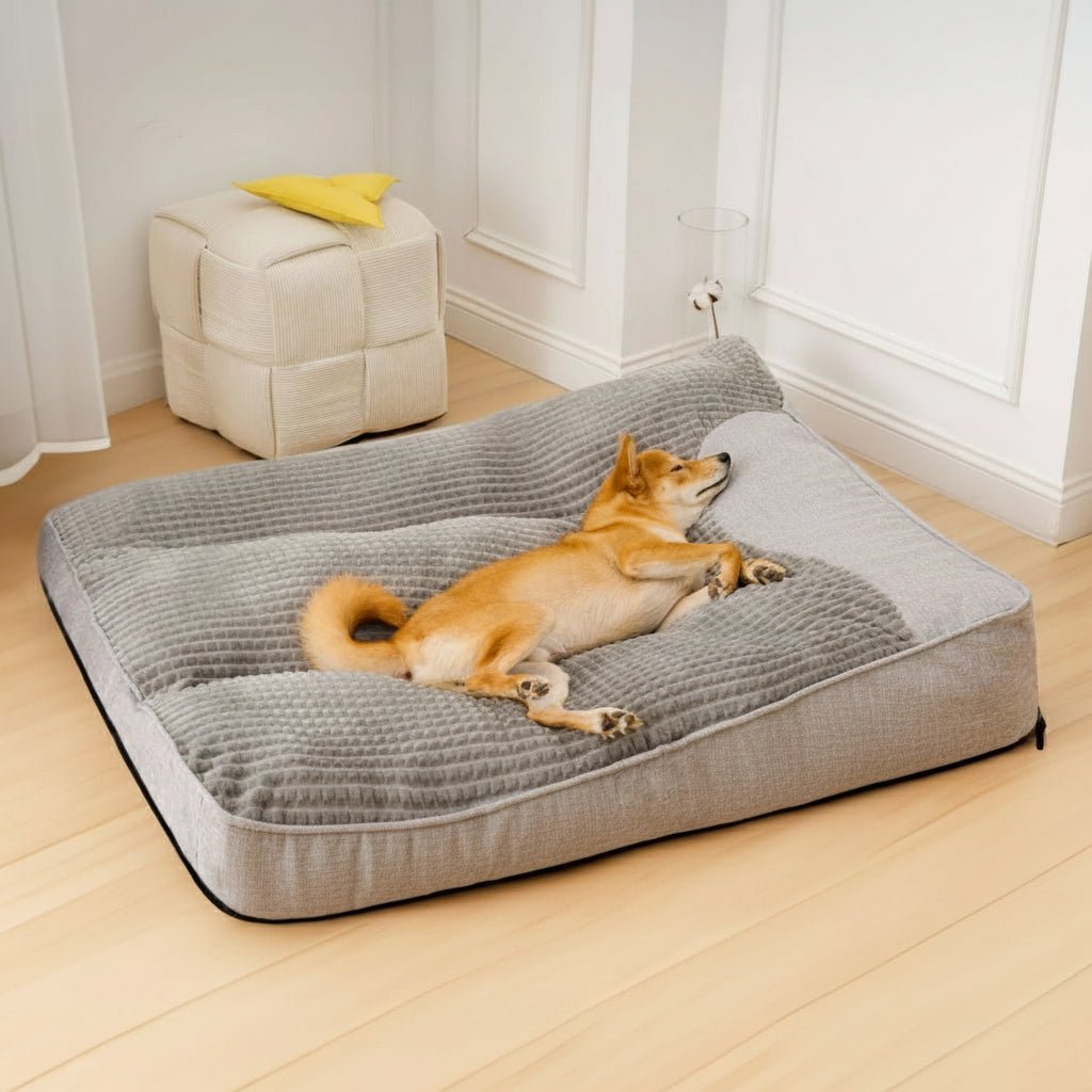 Plush large dog bed, an orthopedic and scratch-resistant solution for maximum pet comfort and durability.