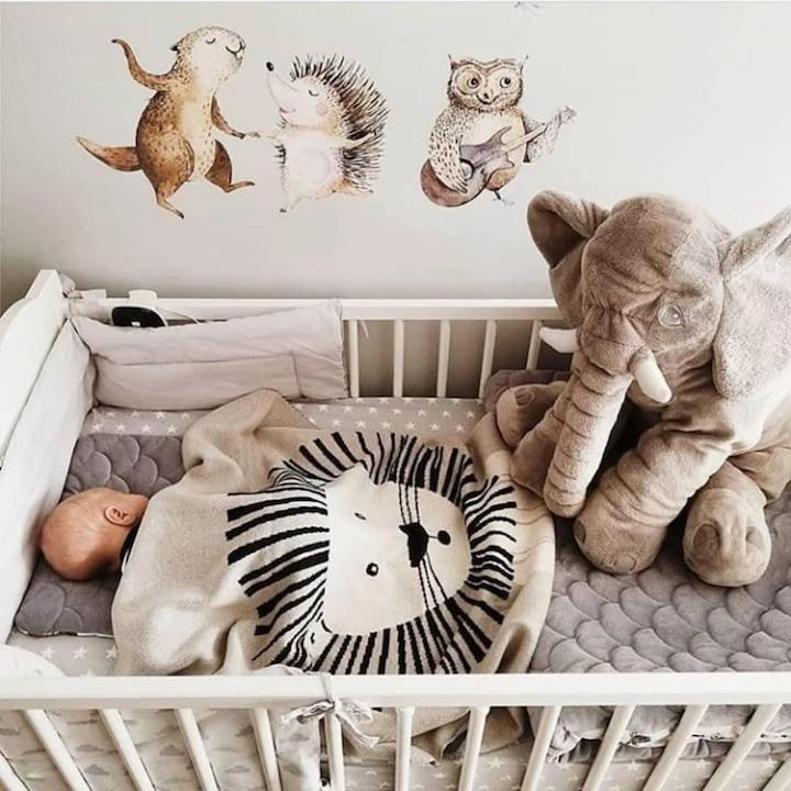 Soft elephant pillow for babies, nursery essential, adorable stuffed animal, comfort and decor