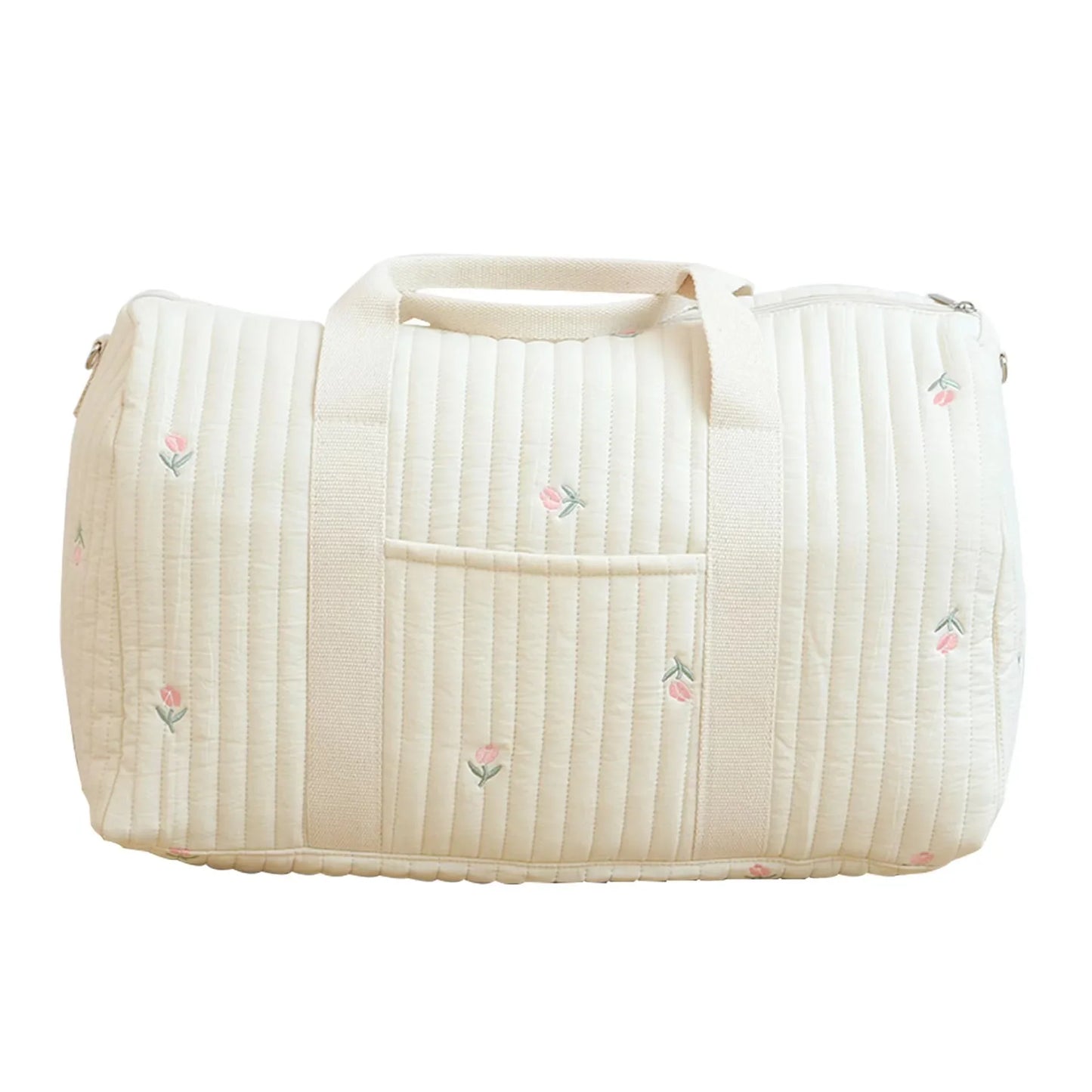 Unisex large quilted diaper bag, neutral color, practical organization