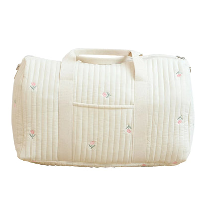 Unisex large quilted diaper bag, neutral color, practical organization