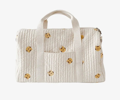 Floral print quilted diaper bag, unisex design, ideal baby accessory