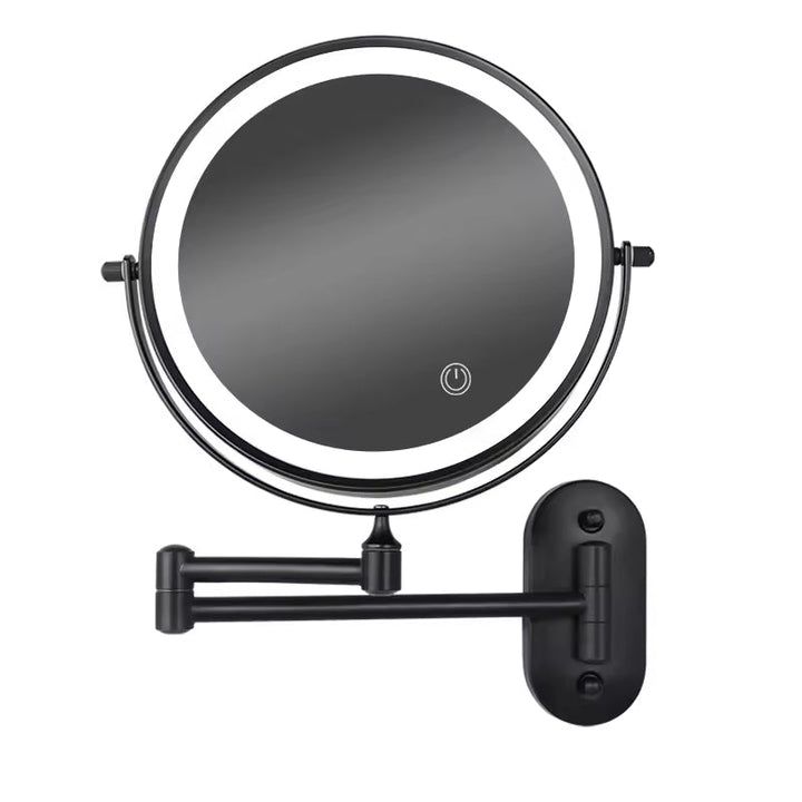 Sleek LED lighted beauty mirror, ideal for detailed makeup & skincare with natural light simulation.