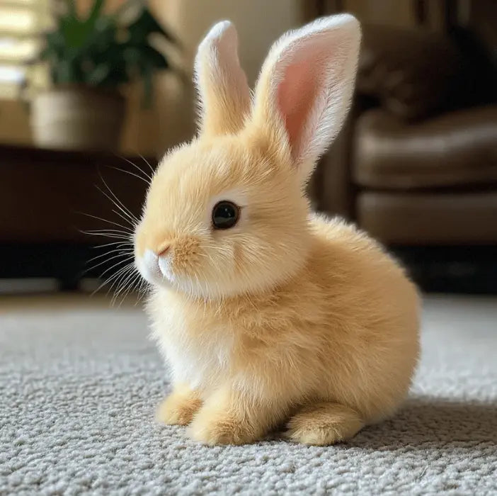 Charming realistic rabbit plush toy, soft fur, lifelike movements. Great gift idea for kids or unique home decor.