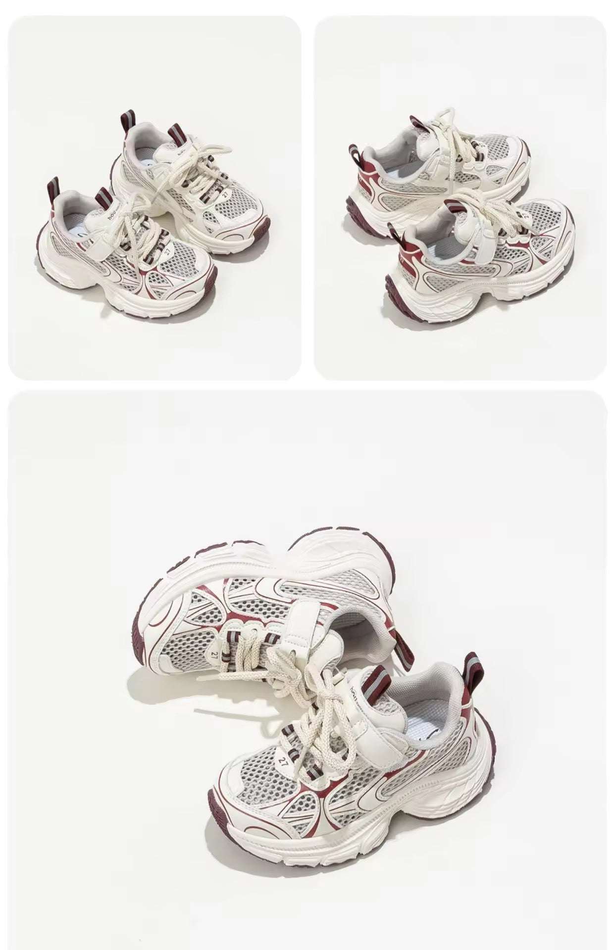 Side view of grey kids' breathable slip-on sneakers, versatile and lightweight children's footwear