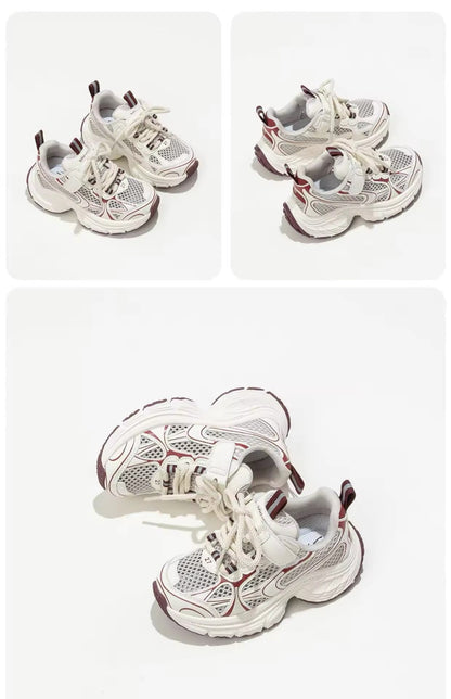 Side view of grey kids' breathable slip-on sneakers, versatile and lightweight children's footwear